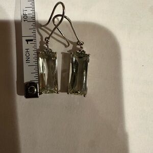 Sterling Silver Drop Earrings large prasiolite stone or Brazils Green amethyst
